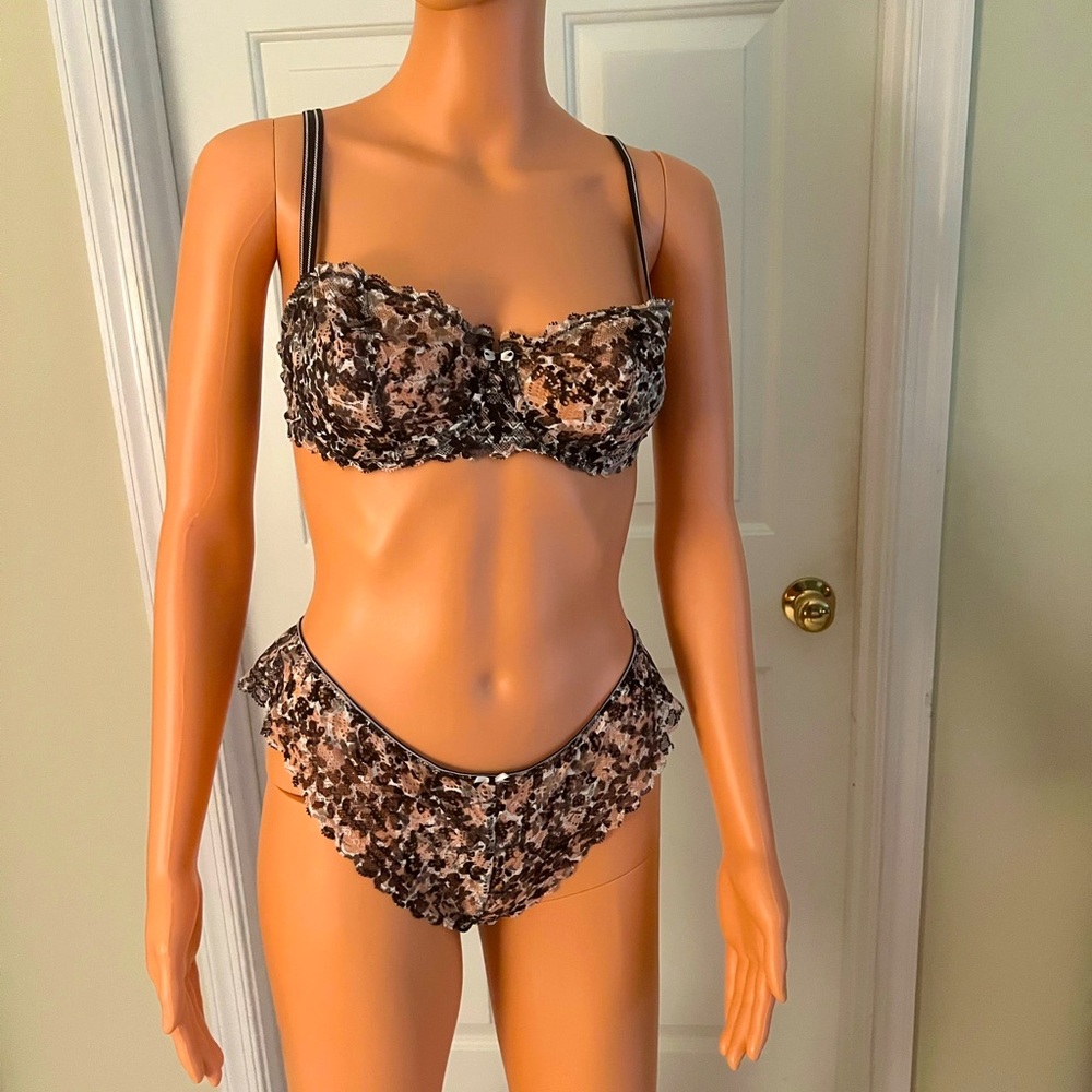 Chantelle Black and Pink Floral Bra
